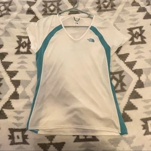 North Face Teal Blue and White Top